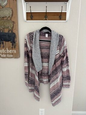 Absolutely Creative Worldwide Pink Mix Open-Front Shawl Collar Cardigan